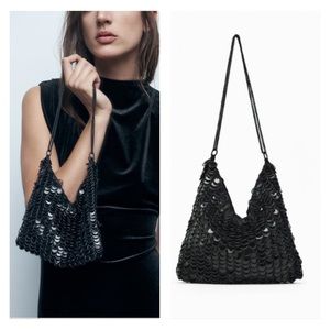 NWT Zara black beaded shoulder bag